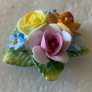 Vintage Artone Rose & Forget-me-Nots Pin